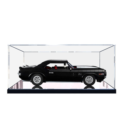LEGO 10304 Chevrolet Camaro Z28 Caixa de Exibição Acrílica com Luz de Anel e Fundo Impresso em UV - Vitrine à Prova de Poeira