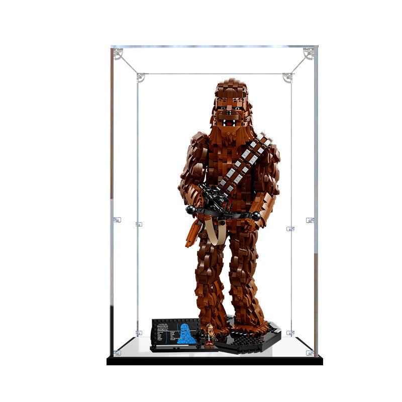 LEGO 75371 Chewbacca Caixa de Exibição de Acrílico com Espelho e Luz de Anel e Fundo Impresso em UV - Vitrine à Prova de Poeira
