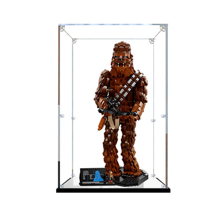 LEGO 75371 Chewbacca Caixa de Exibição de Acrílico com Espelho e Luz de Anel e Fundo Impresso em UV - Vitrine à Prova de Poeira