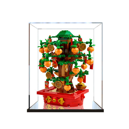 LEGO 40648 Money Tree Mirror Acrylic Display Case with Ring Light & UV-Printed Background - Dustproof Showcase