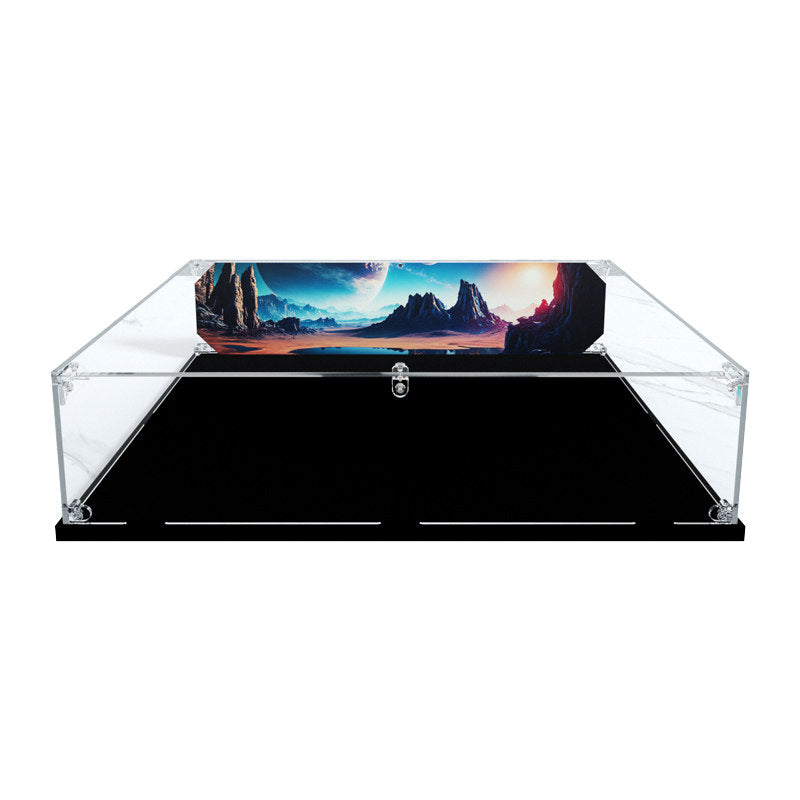 Acrylic Display Case for LEGO 60446 Modular Galactic Spaceship, with Themed Printed Background & Dustproof Box