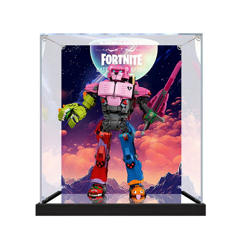 Acrylic Display Case for LEGO 77078 LEGO Fortnite, with Themed Printed Background & Dustproof Box