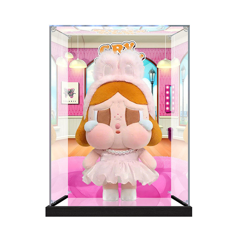 Suitable for Pop Mart Crybaby Display Case – Showcase with UV-Printed Background & Mirror Base