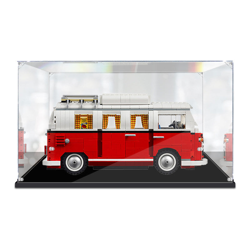 Acrylic Display Case for LEGO 10220 Volkswagen T1 Camper Van, with Themed Printed Background & Dustproof Box