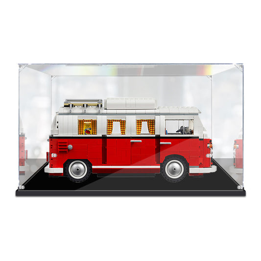 Acrylic Display Case for LEGO 10220 Volkswagen T1 Camper Van, with Themed Printed Background & Dustproof Box