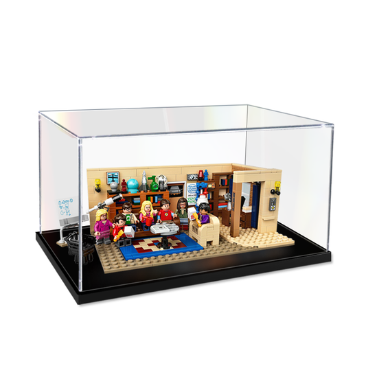 Acrylic Display Case for LEGO 21302 The Big Bang Theory, with Themed Printed Background & Dustproof Box