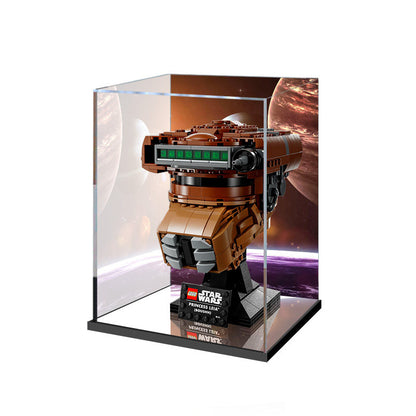 Acrylic Display Case for LEGO 75351 Princess Leia (Boushh) Helmet, with Themed Printed Background & Dustproof Box
