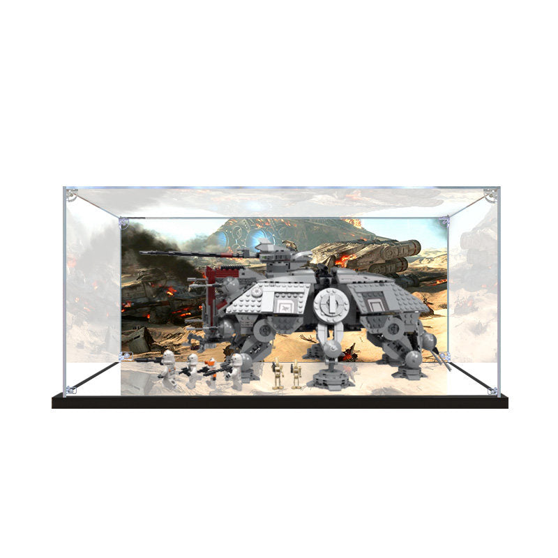 Acrylic Display Case for LEGO 75337 AT-TE Walker, with Themed Printed Background & Dustproof Box