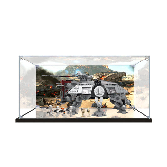 Acrylic Display Case for LEGO 75337 AT-TE Walker, with Themed Printed Background & Dustproof Box