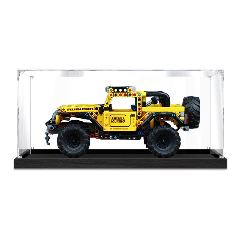 Acrylic Display Case for LEGO 42122 Jeep Wrangler, with Themed Printed Background & Dustproof Box
