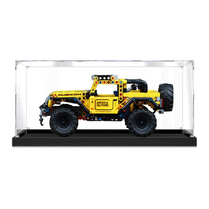 Acrylic Display Case for LEGO 42122 Jeep Wrangler, with Themed Printed Background & Dustproof Box