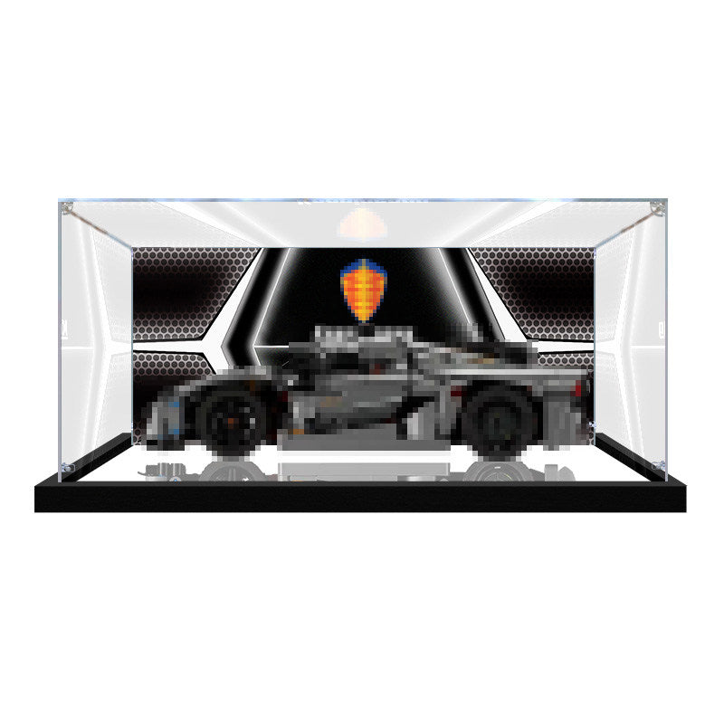 Acrylic Display Case for LEGO 42173 Koenigsegg Jesko Absolut Grey, with Themed Printed Background & Dustproof Box