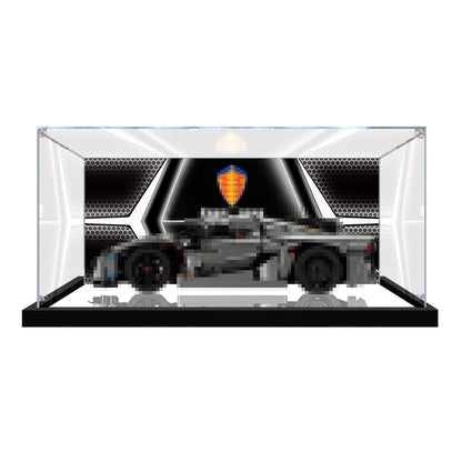Acrylic Display Case for LEGO 42173 Koenigsegg Jesko Absolut Grey, with Themed Printed Background & Dustproof Box