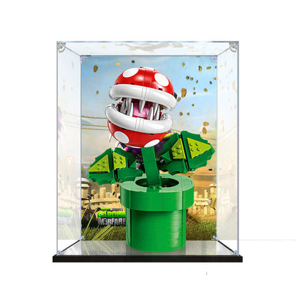 Acrylic Display Case for LEGO 71426 Piranha Plant, with Themed Printed Background & Dustproof Box
