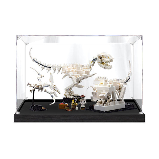 Acrylic Display Case for LEGO 21320 Dinosaur Fossils, with Themed Printed Background & Dustproof Box