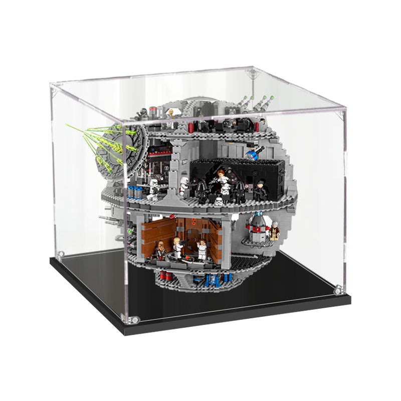 Acrylic Display Case for LEGO 75159 Death Star, with Themed Printed Background & Dustproof Box