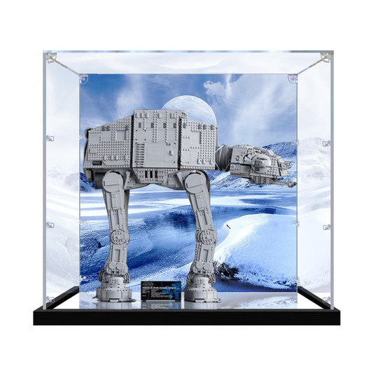 Acrylic Display Case for LEGO 75313 AT-AT, with Themed Printed Background & Dustproof Box