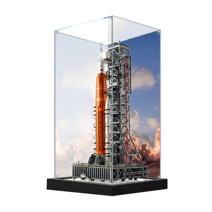 Acrylic Display Case for LEGO 10341 NASA Artemis Space Launch System, with Themed Printed Background & Dustproof Box