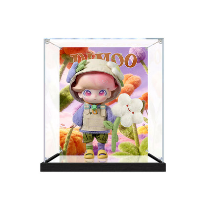 Suitable for Pop Mart DIMOO Series Display Case – Showcase with UV-Printed Background & Mirror Base
