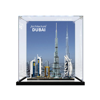 Acrylic Display Case for LEGO 21039 Shanghai, with Themed Printed Background & Dustproof Box