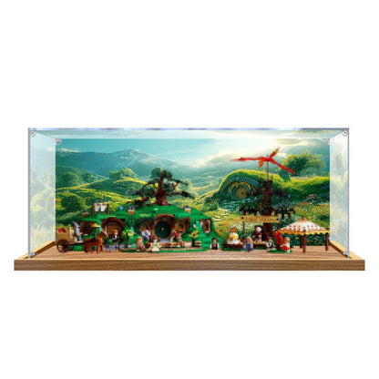 LEGO 10354 The Shire Mirror Acrylic Display Case with Ring Light & UV-Printed Background - Dustproof Showcase