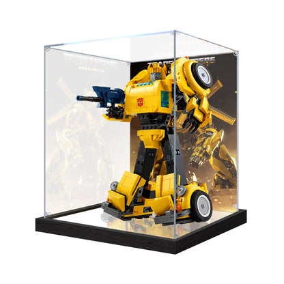 Acrylic Display Case for LEGO 10338 Bumblebee, with Themed Printed Background & Dustproof Box