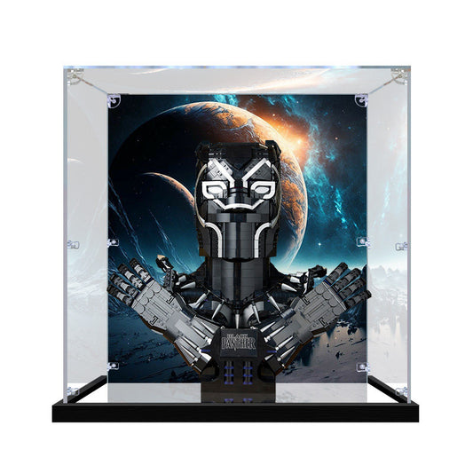 Acrylic Display Case for LEGO 76215 Black Panther, with Themed Printed Background & Dustproof Box