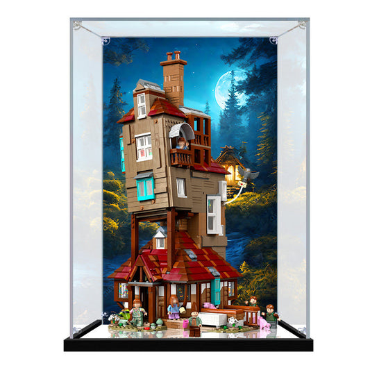 Acrylic Display Case for LEGO 76437 The Burrow - Collectors' Edition, with Themed Printed Background & Dustproof Box