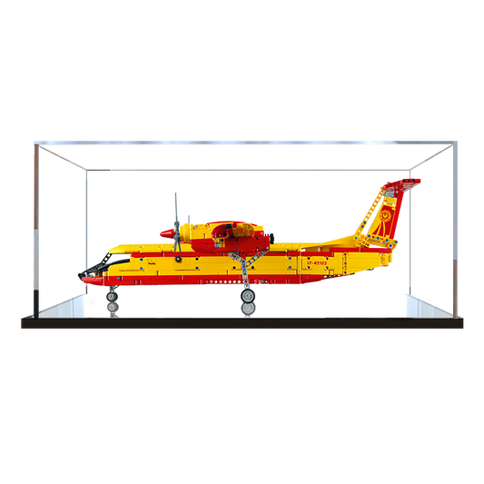 Acrylic Display Case for LEGO 42152 Firefighter Aircraft, with Themed Printed Background & Dustproof Box