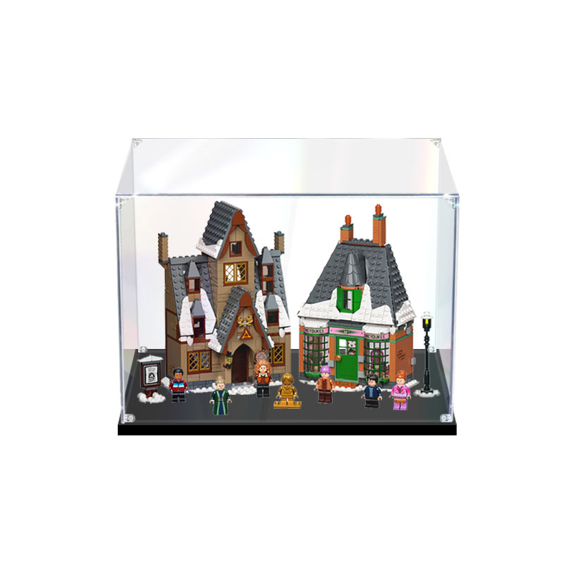 Acrylic Display Case for LEGO 76388 Hogsmeade Village Visit, with Themed Printed Background & Dustproof Box