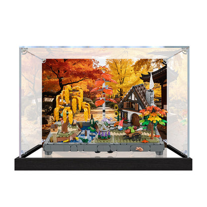 Acrylic Display Case for LEGO 11372 Autumn Cottage Garden, with Themed Printed Background & Dustproof Box