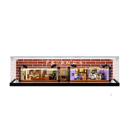 Acrylic Display Case for LEGO 10292 The Friends Apartments, with Themed Printed Background & Dustproof Box
