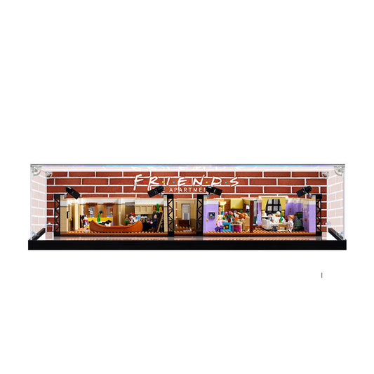 Acrylic Display Case for LEGO 10292 The Friends Apartments, with Themed Printed Background & Dustproof Box