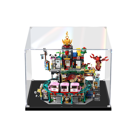 Acrylic Display Case for LEGO 80036 The City of Lanterns, with Themed Printed Background & Dustproof Box