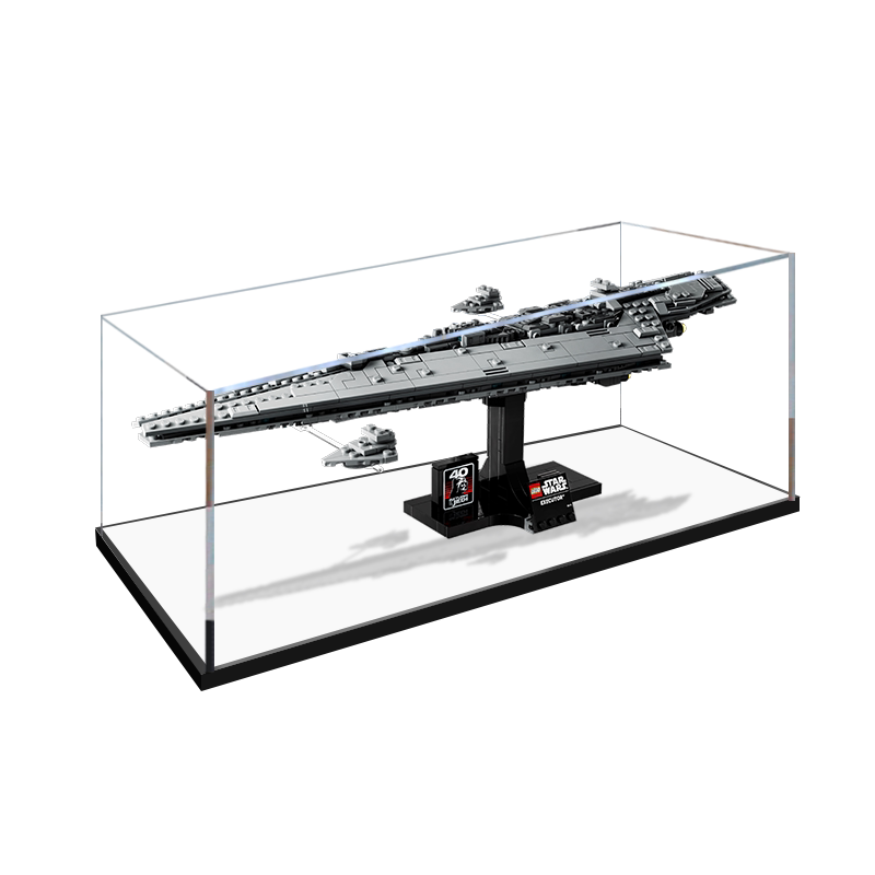 LEGO 75356 Ejecutor Super Star Destroyer Vitrina Acrílica de Espejo con Luz de Anillo y Fondo Impreso UV - Exhibidor a Prueba de Polvo
