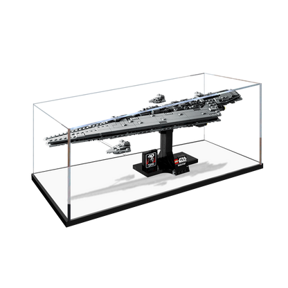 LEGO 75356 Ejecutor Super Star Destroyer Vitrina Acrílica de Espejo con Luz de Anillo y Fondo Impreso UV - Exhibidor a Prueba de Polvo