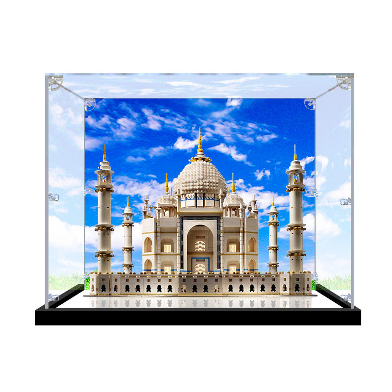 Acrylic Display Case for LEGO 10256 Taj Mahal, with Themed Printed Background & Dustproof Box