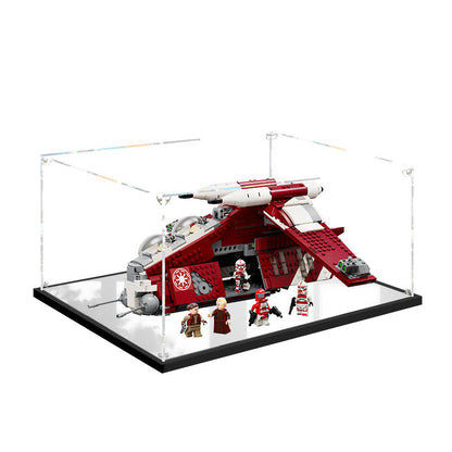 Acrylic Display Case for LEGO 75354 Coruscant Guard Gunship, with Themed Printed Background & Dustproof Box
