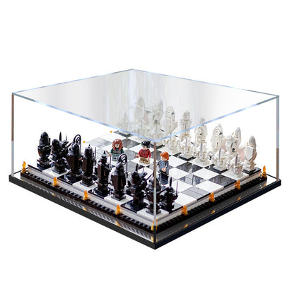 Acrylic Display Case for LEGO 76392 Hogwarts Wizard's Chess, with Themed Printed Background & Dustproof Box