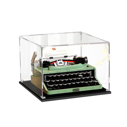 Acrylic Display Case for LEGO 21327 Typewriter, with Themed Printed Background & Dustproof Box