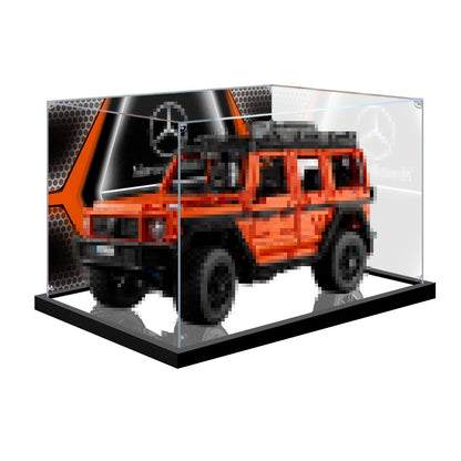 Acrylic Display Case for LEGO 42177 Mercedes-Benz G 500 PROFESSIONAL Line, with Themed Printed Background & Dustproof Box