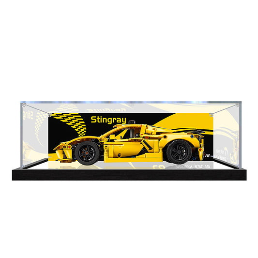 Acrylic Display Case for LEGO 42205 Technic Model, with Themed Printed Background & Dustproof Box