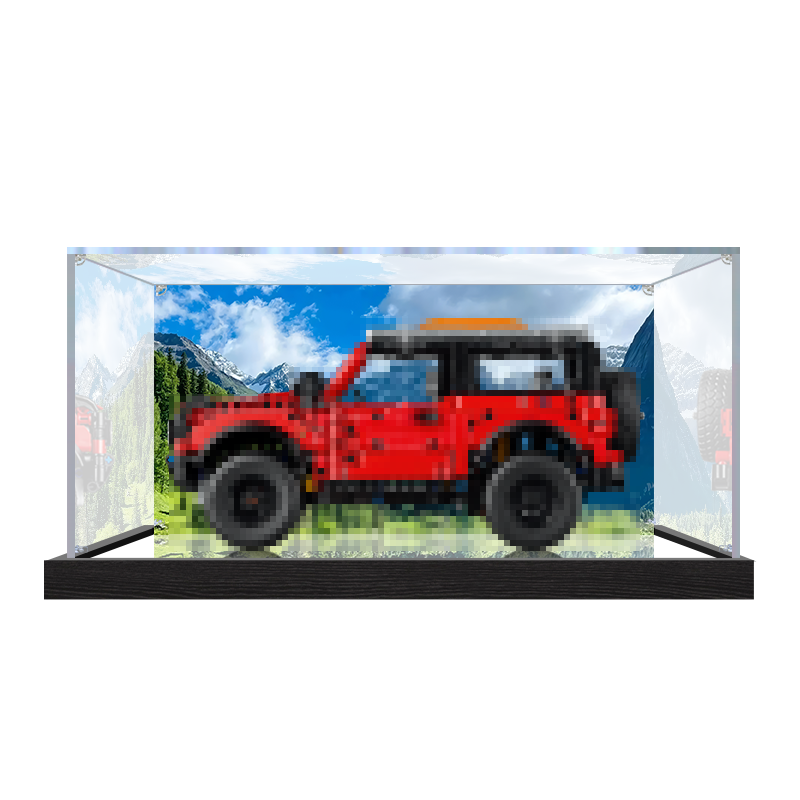 Acrylic Display Case for LEGO 42213 LEGO Technic Planet Earth and Moon in Orbit, with Themed Printed Background & Dustproof Box