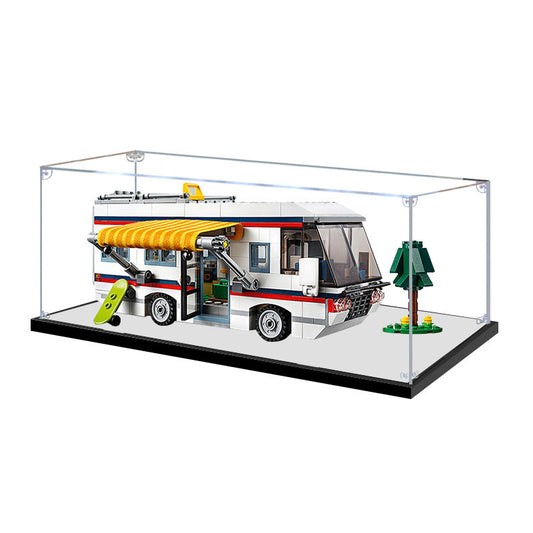 Acrylic Display Case for LEGO 31052 Vacation Getaways, with Themed Printed Background & Dustproof Box
