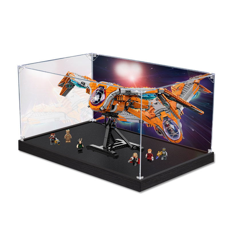 Acrylic Display Case for LEGO 76193 The Guardians' Ship, with Themed Printed Background & Dustproof Box