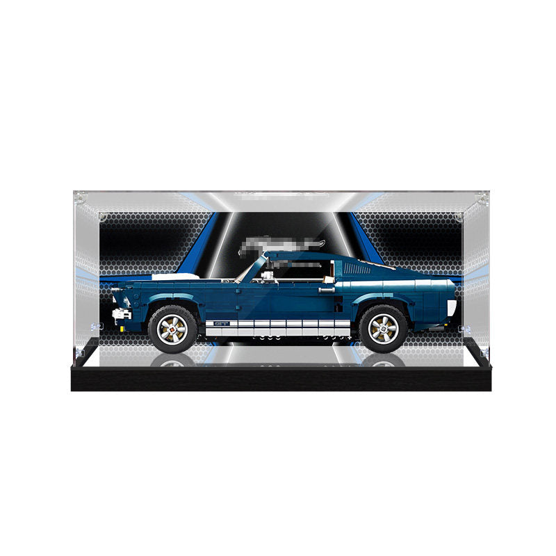 Acrylic Display Case for LEGO 10265 Ford Mustang, with Themed UV Printing Background & Dustproof Box