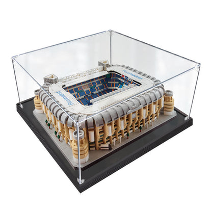 Acrylic Display Case for LEGO 10299 Real Madrid - Santiago Bernabéu Stadium, with Themed Printed Background & Dustproof Box