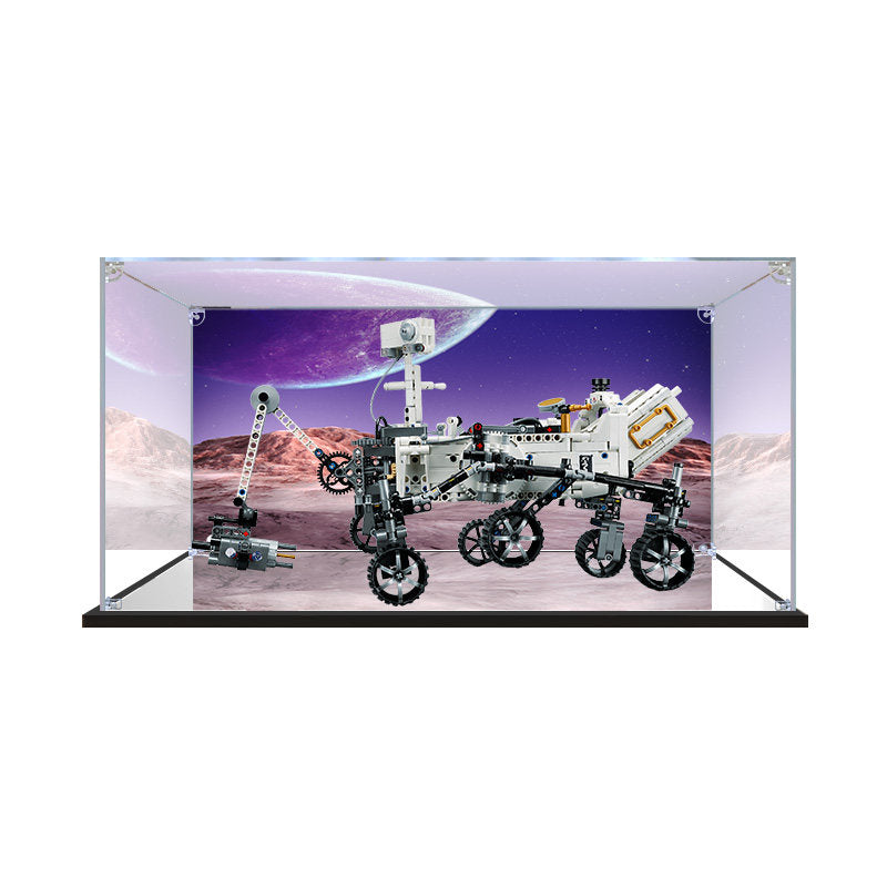 Acrylic Display Case for LEGO 42158 NASA Mars Rover Perseverance, with Themed Printed Background & Dustproof Box