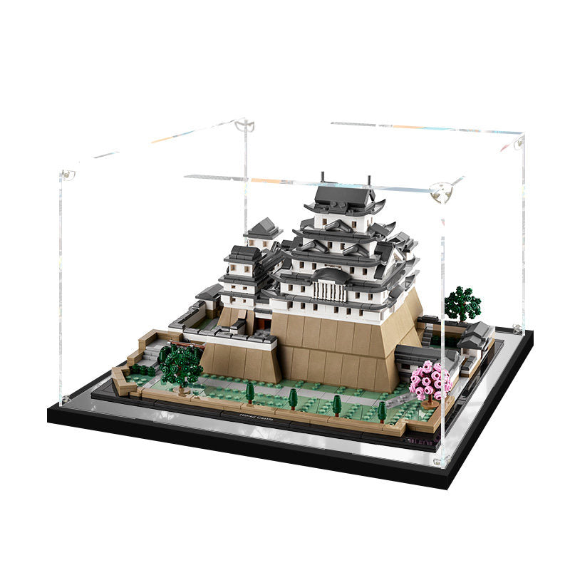 Acrylic Display Case for LEGO 21060 Himeji Castle, with Themed Printed Background & Dustproof Box