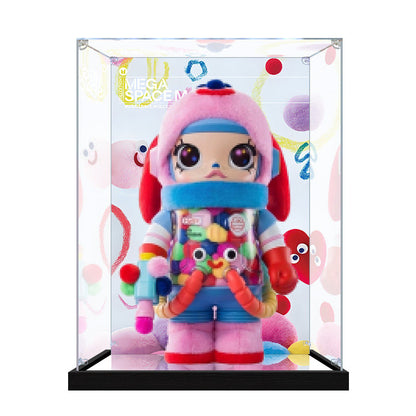 Suitable for Pop Mart Mega Space Molly x Jean-Michel Basquiat Display Case – Showcase with UV-Printed Background & Mirror Base